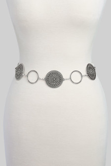 Ribbed Circle And Medallion Chain Belt