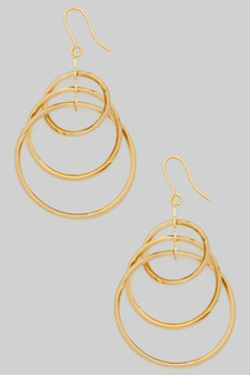 Timeless Triple Brass Hoop Drop Earrings