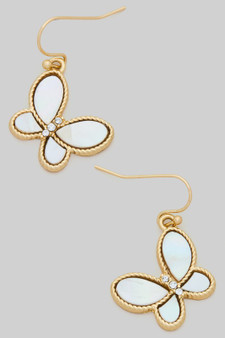Pearly Butterfly Rope Fish Hook Earrings
