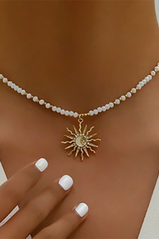 Beaded Necklace With Sun Moon And Star Pendant