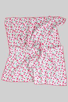 All Over Cherry Print Silky Square Scarf