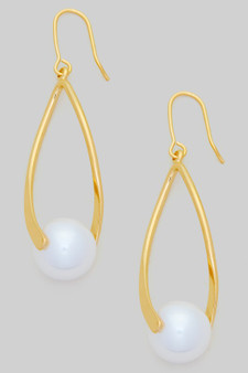 Ellipsis Twist Drop Earrings With Pearl
