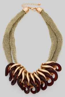 Mesh Necklace With Acrylic Link Bib