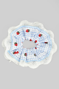 Lacy Ruffled Gingham Strawberry Hair Scrunchie