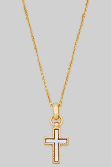 Pearly Cross Pendant Chain Necklace