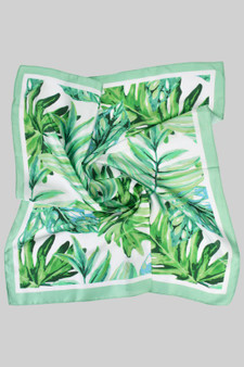 Monstera Leaf Print Silky Square Scarf