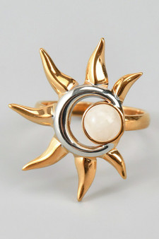 Two Tone Sun Ring With Opal Stone