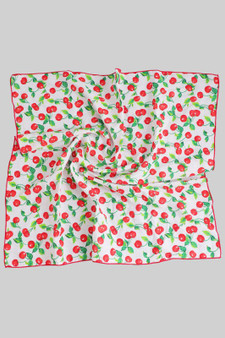Juicy Cherry Print Silky Square Scarf