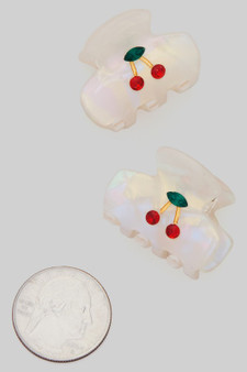 Opalescent Stone Cherry Mini Hair Clip Set