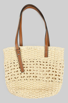 Raffia Paper Woven Bag With Zipper And Inside Pouch