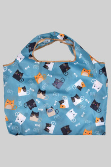 Collapsible Nylon Cute Cat Print Shopping Bag