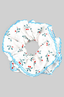 Oversized Hair Scrunchie With Cherry Print