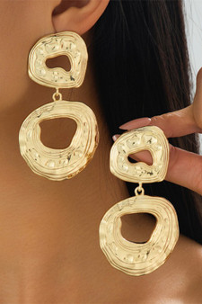 Large Hammered Tiered Geo Drop Earrings