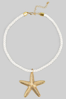 Rope Necklace With Textured Starfish Pendant