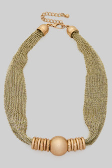 Fabric Mesh Necklace With Ccb Ball Pendant