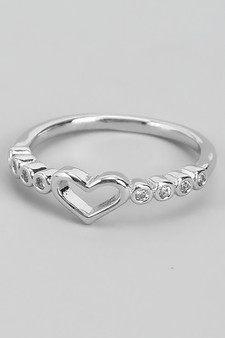 Delicate Heart Ring With Cz Stones
