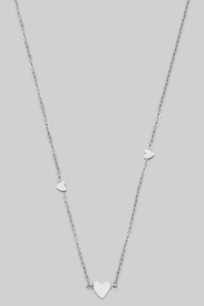 Stainless Steel Chain Necklace With Dainty Heart Charms