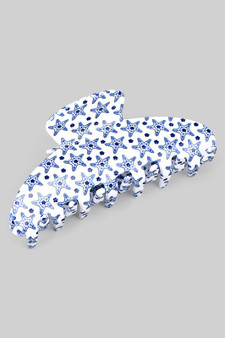 Blue Starfish Print Acrylic Hair Clip