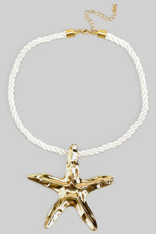 Rope Necklace With Hammered Starfish Pendant