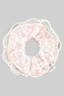 Country Flower Oversized Hair Scrunchie With Lace