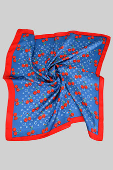 Playful Cherry Print Silky Square Scarf