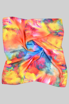 Multi Colored Watercolor Print Silky Square Scarf