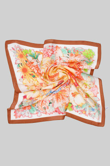 Vibrant Colored Flower Silky Square Scarf