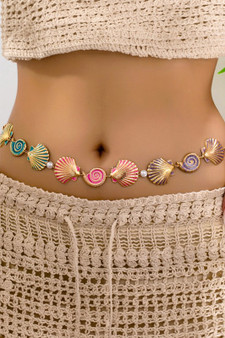 Colorful Lacquered Shell Chain Belt