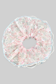 Sheer Country Flower Oversized Scrunchie With Lace