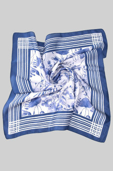 Watercolor Blue And White Flower Pattern Square Scarf