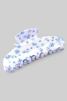 Glossy Blue Flower Print Hair Clip