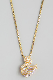 Lavish Cz Swan Pendant Box Chain Necklace