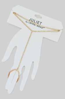Rhinestone Layered Hand Chain Ring Belt