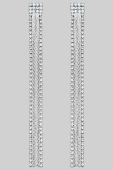 Cz Pave Stack Studs With Dangling Chains And Rs Strands