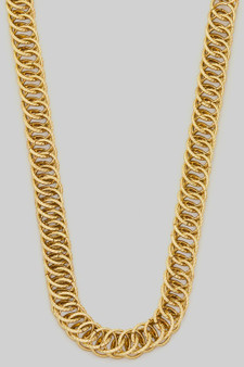 Double Stacked Round Link Textured Chain Necklace