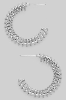Triangle Link Brass Hoop Earrings