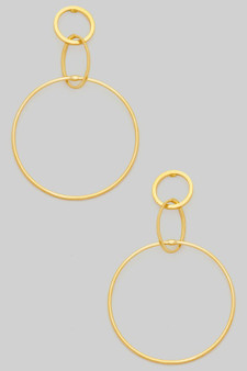 Interlocking Brass Tiered Circle Drop Earrings