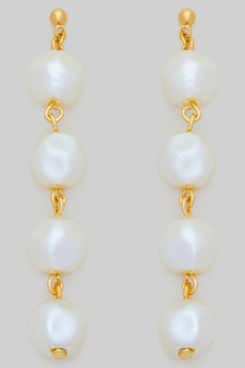 Textured Pearl Tiered Drop Earrings