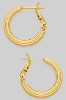 14K Gold Dipped Ridged Three Quarter Inch Hoops