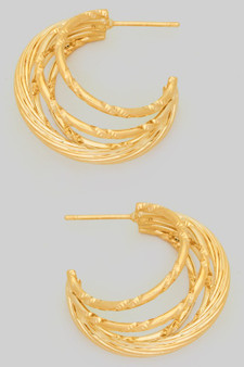 Textured Five Stack Hoop Earrings