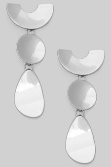 Indented Triple Tiered Geo Drop Earrings