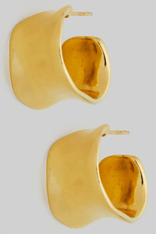 Indented Classy Scoop Hoop Brass Earrings