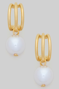 Triple Scoop Hoop With Pearl Charm
