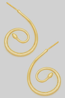 Textured Curled Twist Brass Drop Earrings