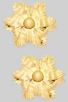 Ridged Brass Flower Statement Earrings
