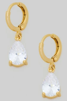 Mini Hoops With Lavish Teardrop Cz Stone