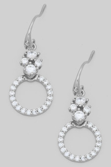 Classy Cz Pave Clover And Circle Drop Earrings