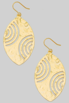 Hammered Geo Drop Brass Earrings With Cutout Detail