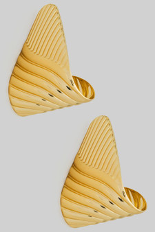 Folded Ridged Brass Triangular Drop Earrings