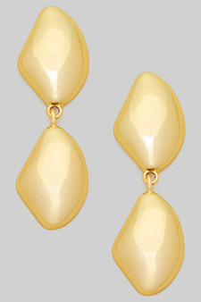 Shiny Brass Tiered Drop Earrings